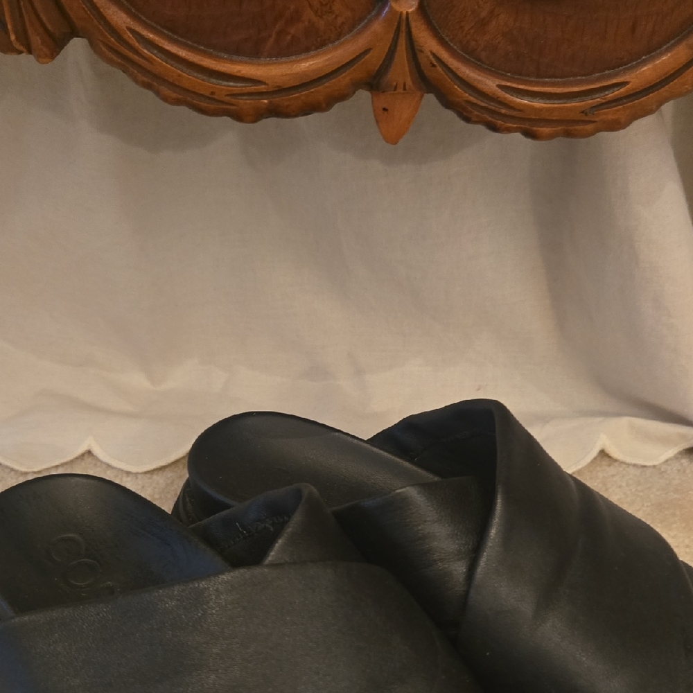 Black Leather Slip-On Shoes